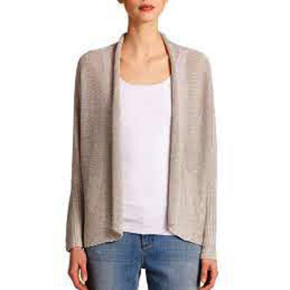 Eileen Fisher Open-Front Lightweight Cardigan in Taupe